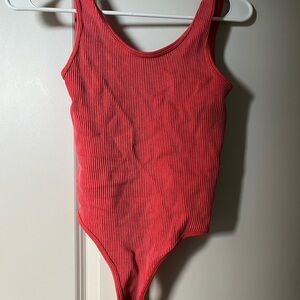 Forever 21 Ribbed Tank Bodysuit in Coral